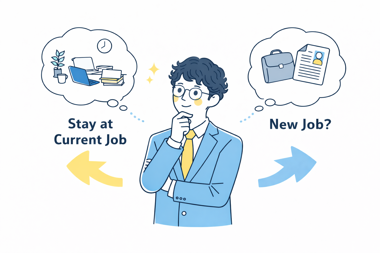 転職すべきか迷う人物のイラスト
